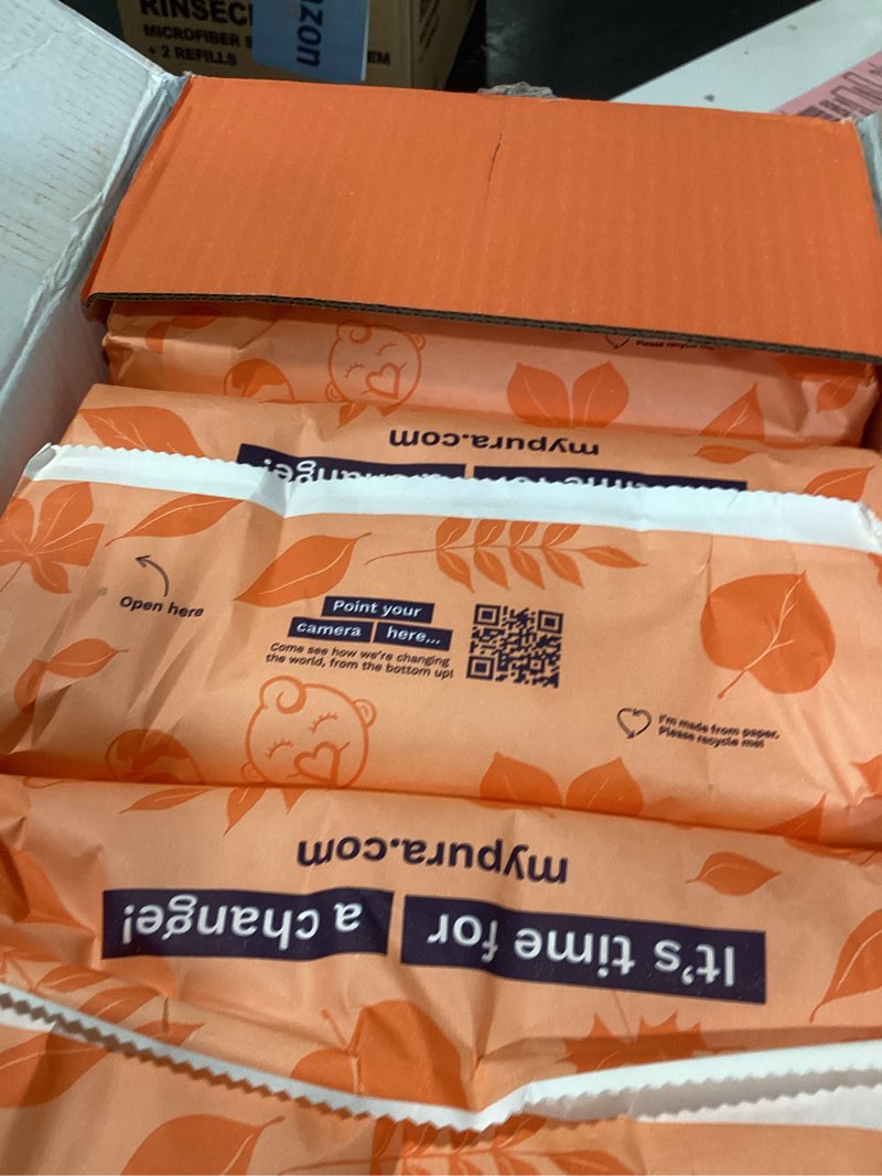 Condition photo showing New/Like New for pura size 5 eco-friendly diapers (24-35 lbs) totally chlorine free (tcf), hypoallergenic, soft organic cotton, sustainable, up to 12 hours leak protection, allergy uk, 6 packs of 20 (120 diapers) size 5 120