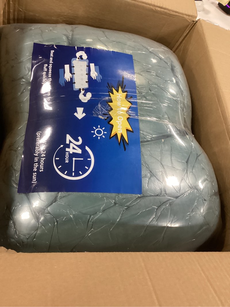 Condition photo showing New/Like New for Faux Fur Headboard Pillow with 2 Pack Neck Roll Pillow Large Headboard Pillow Soft and Supportive with Removable Cover (Green, King) King Green