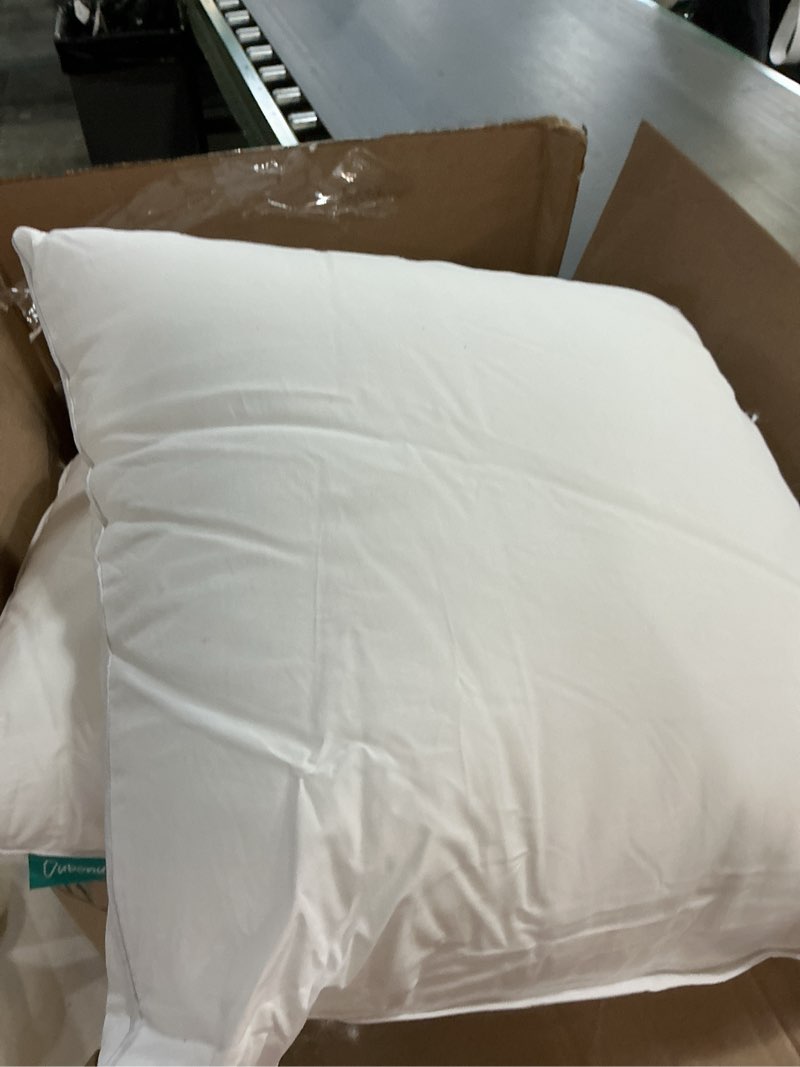 Condition photo showing As Is for oubonun 18"x18" pillow inserts (set of 4) - 100% cotton cover, square throw pillow inserts for couch, sofa, bed - decorative 18 inch white pillow inserts 18x18 inch (pack of 4)