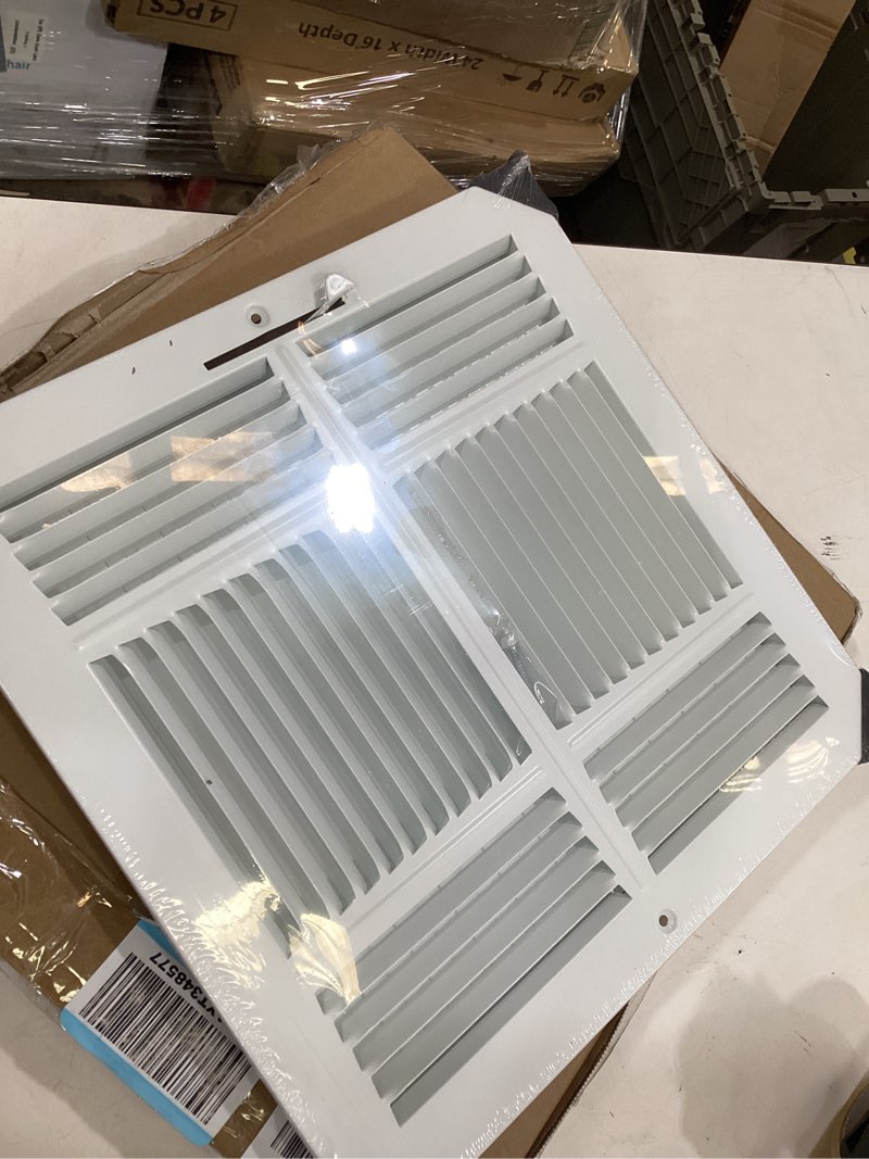 Condition photo showing Good Condition for 6x6 ceiling vent cover for wall 6\\\"wx6\\\"h duct opening,ceiling register | 4 way air vent cover for wall,solid steel ac hvac vent register cover for bathroom,office, outer size: 7.75\\\" x 7.75\\\" 2pk- 6\\\"wx6\\\"h -duct opening
