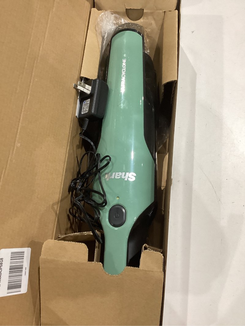 Condition photo showing As Is for shark ultracyclone pro cordless handheld vacuum, powerful suction, handheld vacuum for car & home, crevice tool, scrubbing brush, lightweight, xl dust cup, black/green, ch901