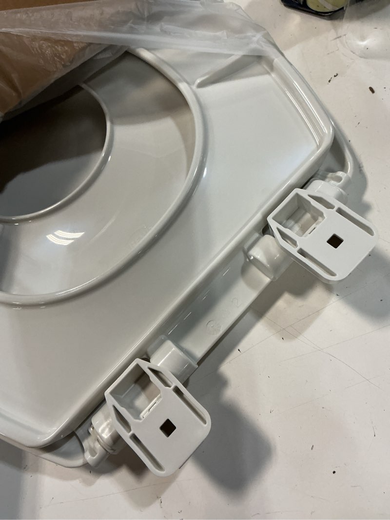 Condition photo showing As Is for little2big toilet seat with built-in toddler potty training seat, slow close, easy to install, made in usa, elongated, white