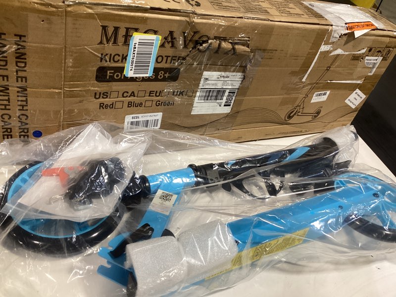 Condition photo showing New/Like New for 2-wheel foldable kick scooter for kids, teens & adults – adjustable handlebar, smooth abec-7 bearings, led wheels option, up to 220 lbs max load, outdoor & school commute scooter, gift for boys&girls blue