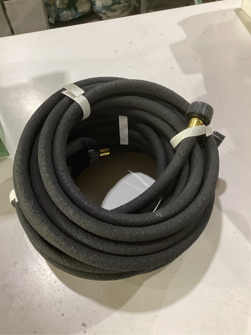 Condition photo showing New/Like New for 3 pack short soaker hose 15 ft for garden beds, 1/2’’ 50 ft soaker hose for foundation watering, 70% water saving drip hose irrigation for lawn, landscaping, garden (15 feet x 3pack, black) 15 feet x 3pack black