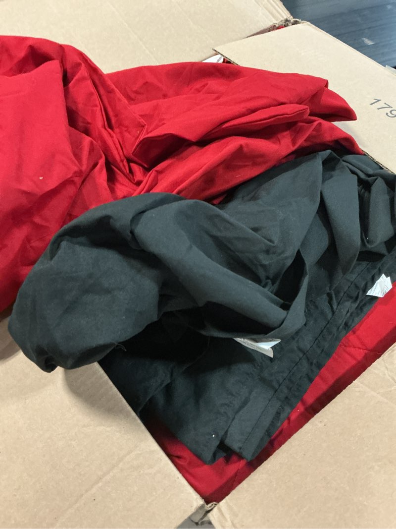 Condition photo showing As Is for muxhomo 7 pieces king comforter set, reversible bed in a bag king size, all season bedding set with comforter, flat sheet, fitted sheet, pillowcases & shams, red & black king (104"x90") 01 - red/black