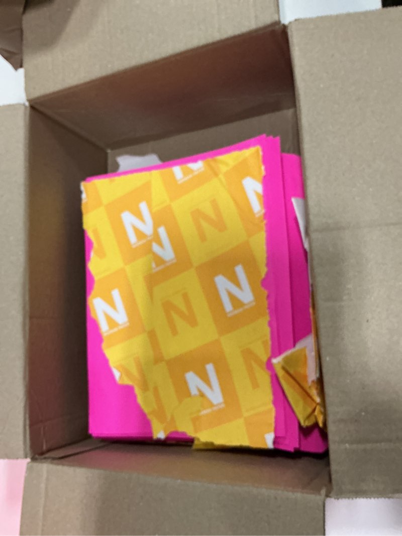 Condition photo showing As Is for neenah astrobrights bright color paper, 8 1/2in. x 11in., 24 lb, fsc certified, fireball fuchsia, 500 sheets, 22681 24lb colored paper