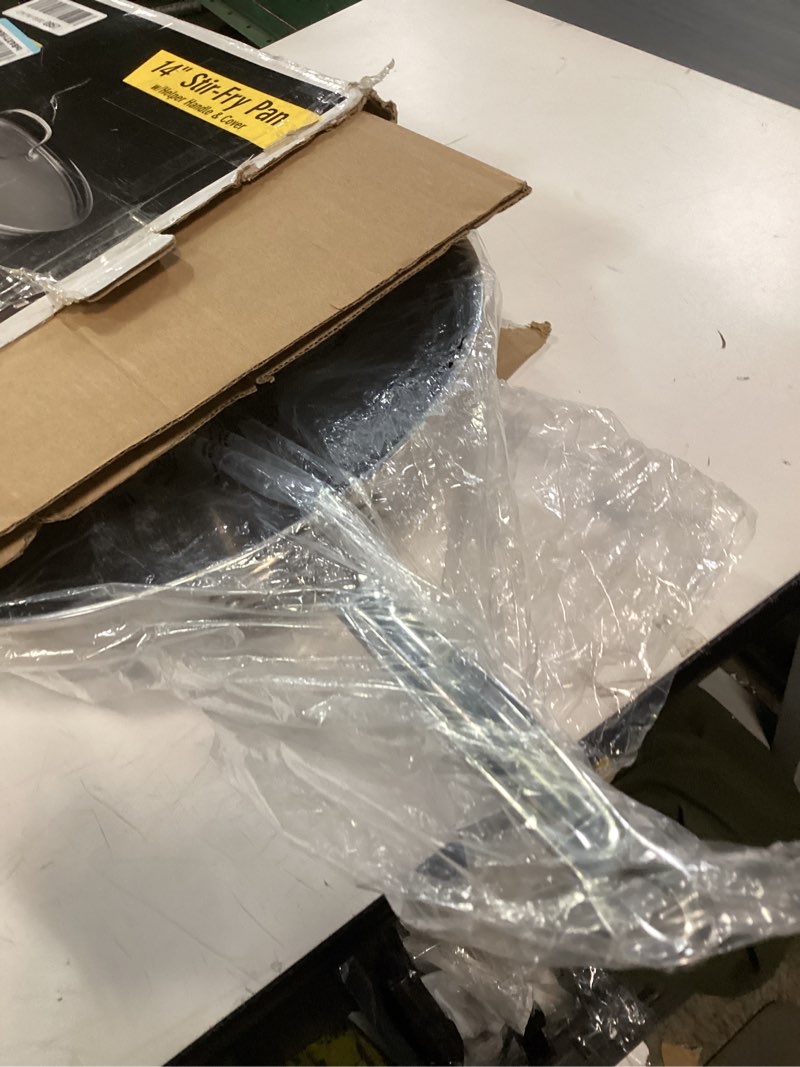 Condition photo showing As Is for Cuisinart 14-Inch Stir-Fry Pan, Helper Handle and Glass Cover, Chef's Classic Stainless Steel, 726-38H