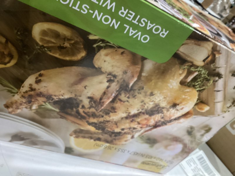 Condition photo showing Good Condition for KITESSENSU Extra Large Roasting Pan with Lid - Nonstick Turkey Roaster Pan with Rack 18.5 x 14.5 Inch - Heavy Duty Covered Roasting Pot - All Ovens Fit & Dishwasher Safe, Gray