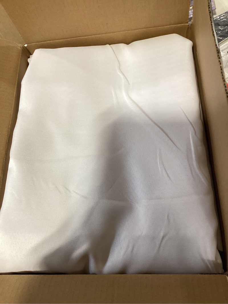 Condition photo showing As Is for fitable white tablecloths for rectangle tables, 3 pack - 70 x 120 inches - reusable and washable table clothes for 6-8 ft tables, polyester fabric table covers for wedding, party, banquet white 70x120 in, 6 pack
