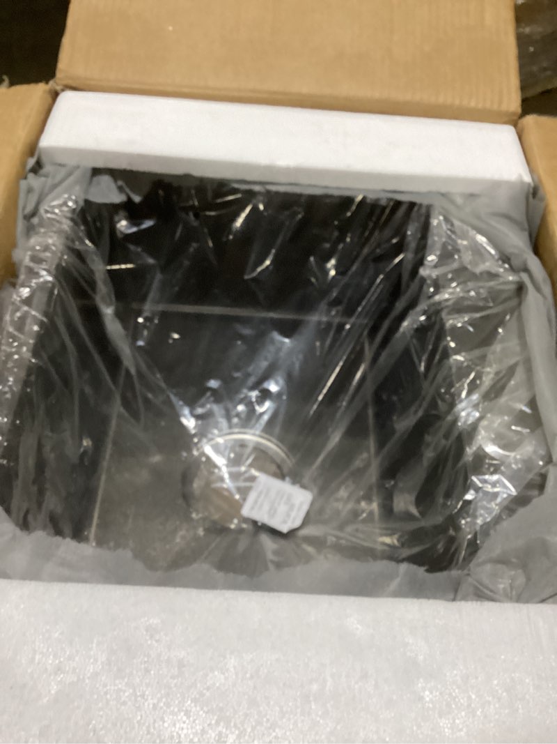 Condition photo showing Good Condition for ROVOGO 20"x16"x9" Kitchen Sink Black, Top Mount Single Bowl with 2 Hole, 304 Stainless Steel Handmade Drop-in Bar Prep Small Sink with Drain Assembly