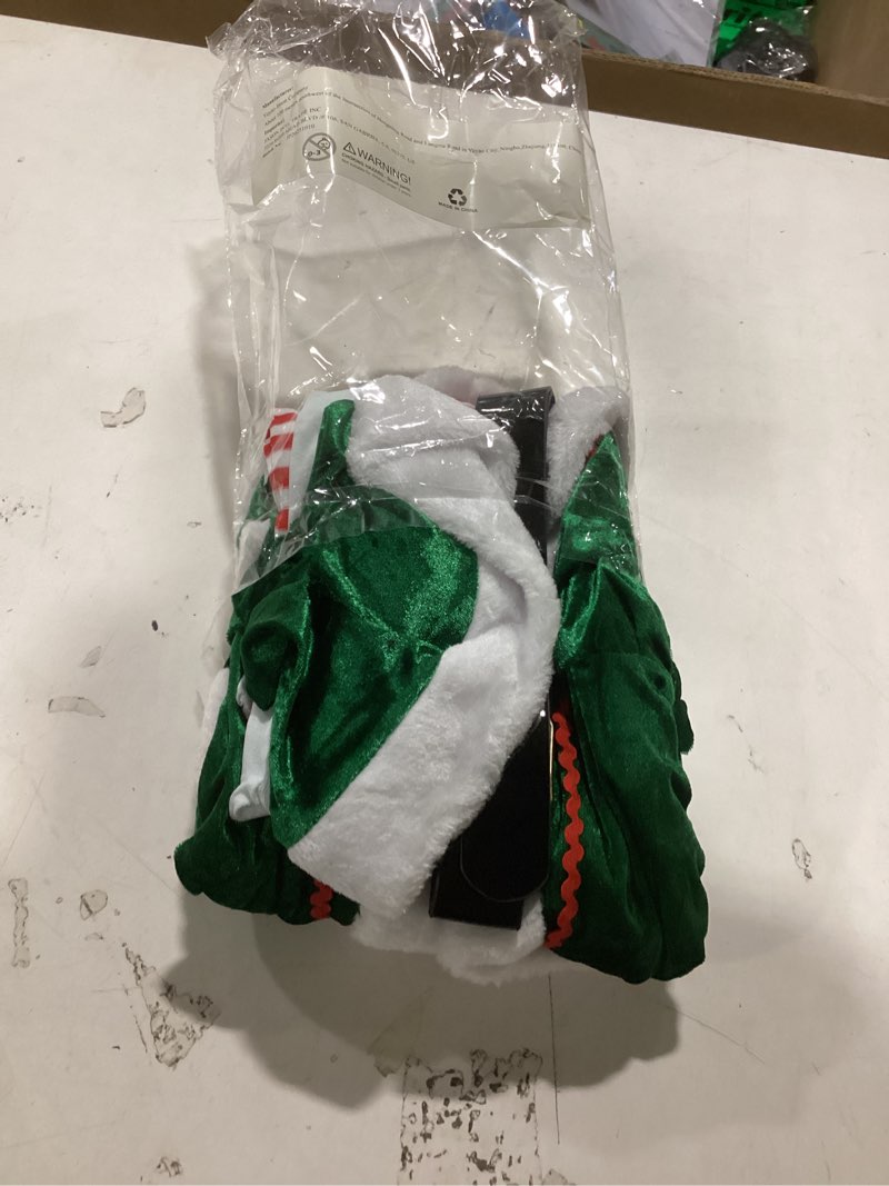 Condition photo showing Good Condition for Mrs Claus Costume for Women 4PCS Christmas Adult Velvet Santa Dress with Belt Socks Hat Medium Santa