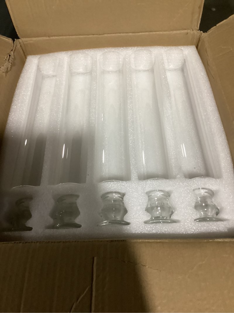 Condition photo showing New/Like New for 20 pack glass hurricane candle holders 12.6" open ended candlestick holder tubes clear bottomless cylinders suitable taper led candles for wedding party christmas table centerpiece decor