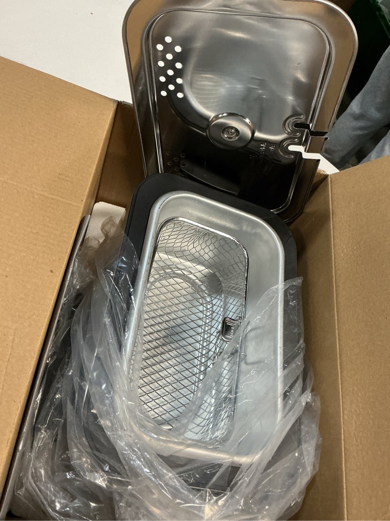 Condition photo showing As Is for Elite Gourmet EDF1116 Electric 1.2 Qt. / 4.8 Cup Oil Capacity Deep Fryer, Adjustable Temperature, Removable Basket, Lid with Cool-Touch Knob, Stainless Steel