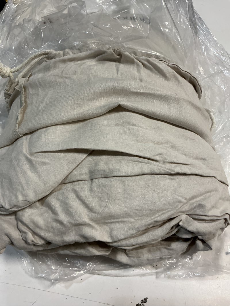 Condition photo showing As Is for quince european linen duvet cover set, king/cal king, sand