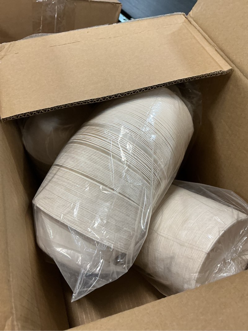 Condition photo showing Good Condition for ecolipak 1000 pack 12 oz paper bowls disposable, heavy-duty biodegradable compostable bowls made of natural sugarcane bagasse, suitable for salad, dessert, milk, cereals 1000pack-white