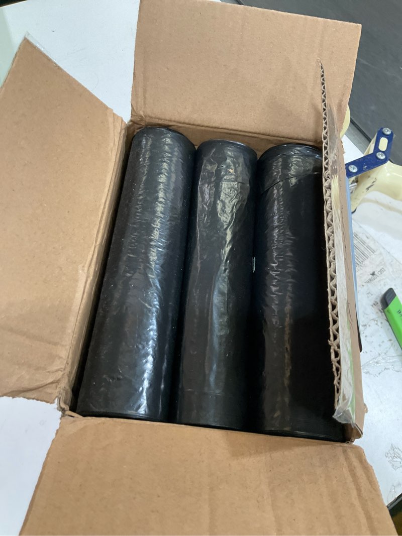 Condition photo showing Good Condition for black trash bags 20-25 gallon 120 count - 30" x 33" large kitchen garbage bags, 20+ gallon trash can liners unscented, multipurpose for home, office, daily household use 20-25 gal-120