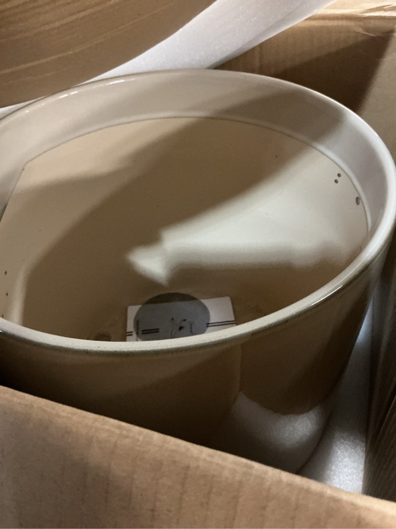 Condition photo showing Good Condition for LE TAUCI 12 Inch Pots for Plants, Ceramic Large Plant Pot for Indoor Plants, Mid-Century Modern Flower Planter Pots with Drainage Hole and Removable Plug, Round Planter Pot, Reactive Glaze Cloud Cream 12 Inch Reactive Glaze Cloud Cream