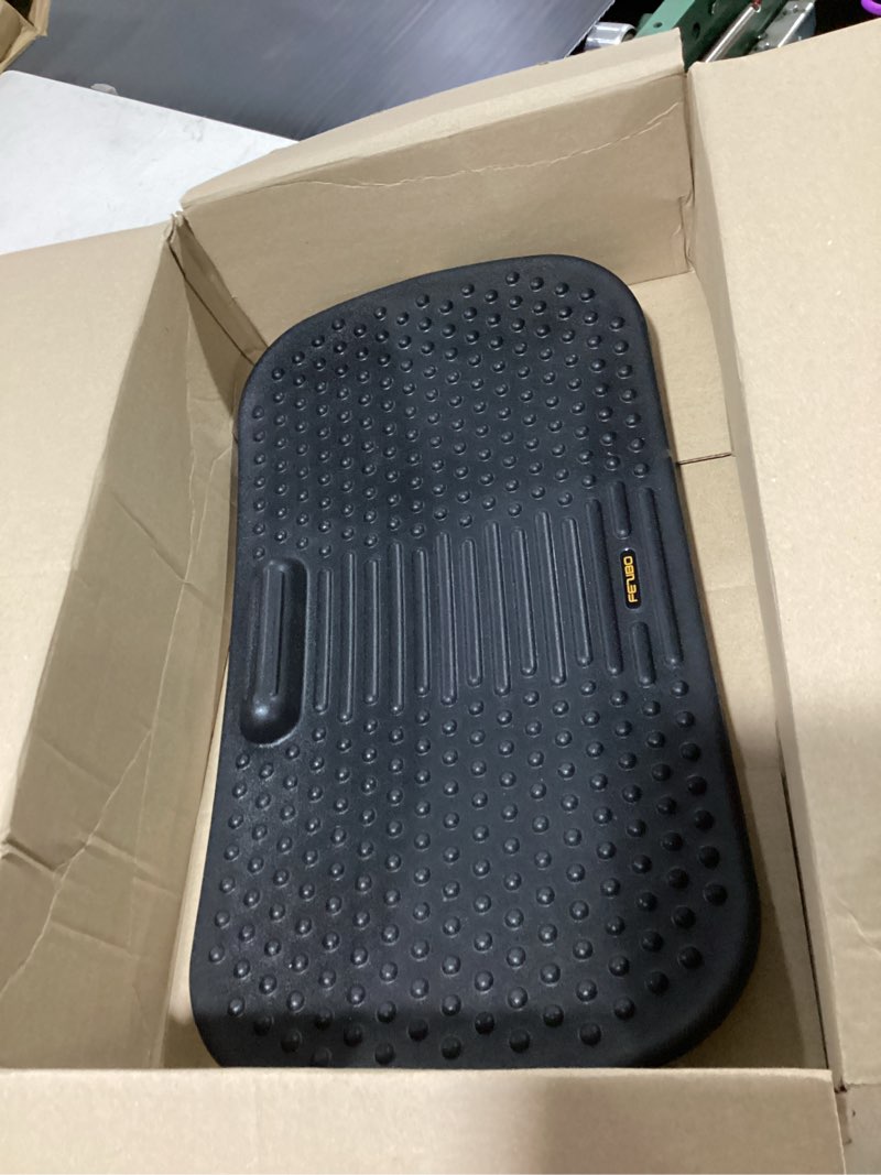 Condition photo showing Good Condition for fezibo standing desk mat with anti fatigue bar, wooden wobble balance board with ergonomic design comfort floor mat medium obsidian black