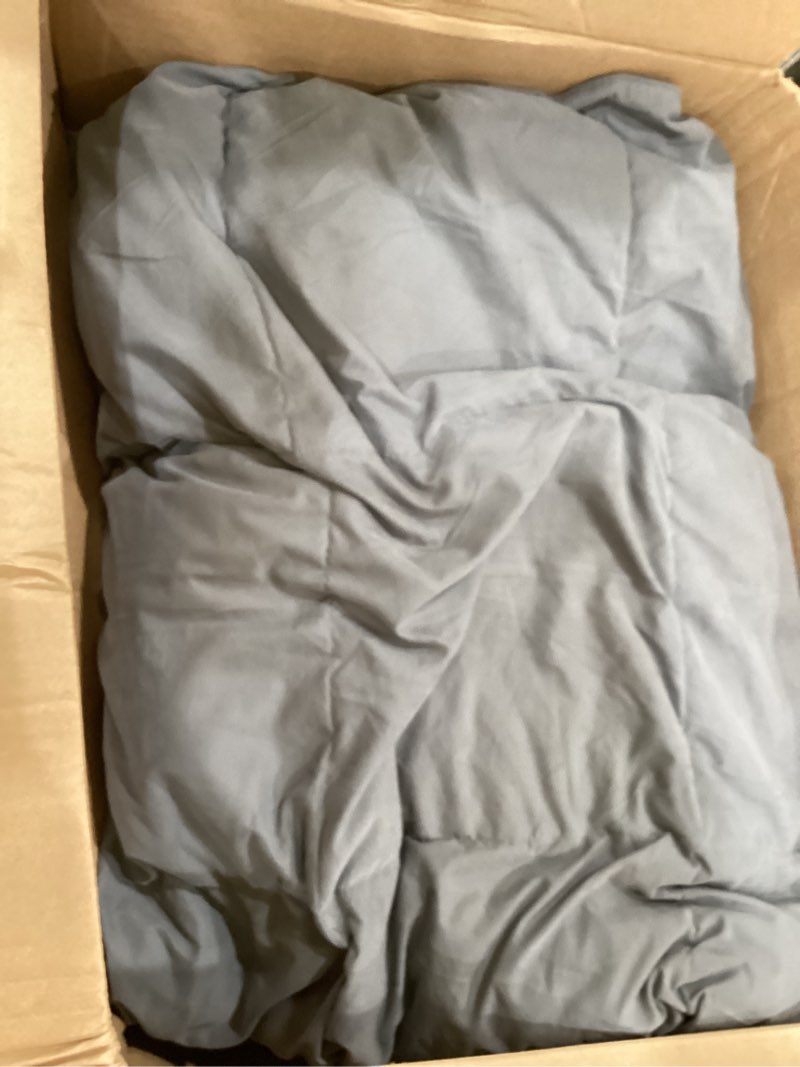Condition photo showing As Is for joysoul king size down comforter - all season ultra soft goose down & feather fiber fill, luxury hotel dark gray duvet insert with corner tabs (104" x 88") dark gray king