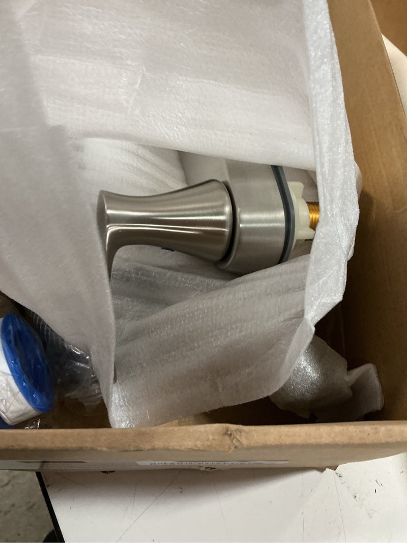 Condition photo showing New/Like New for kitchen faucet with side sprayer, brushed nickel 2-handle faucet for 4 holes kitchen sink with side sprayer brushed nickel