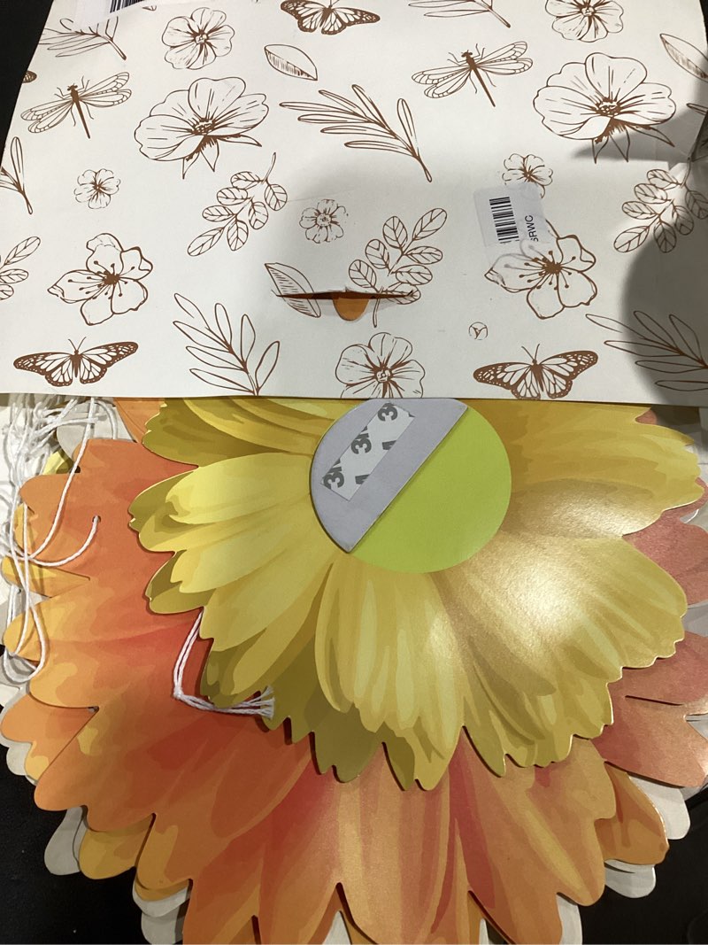 SUNBEAUTY 9PCS Paper Flower Party Decorations Yellow Orange Giant Paper Flowers 3D Daisy Honeycomb H