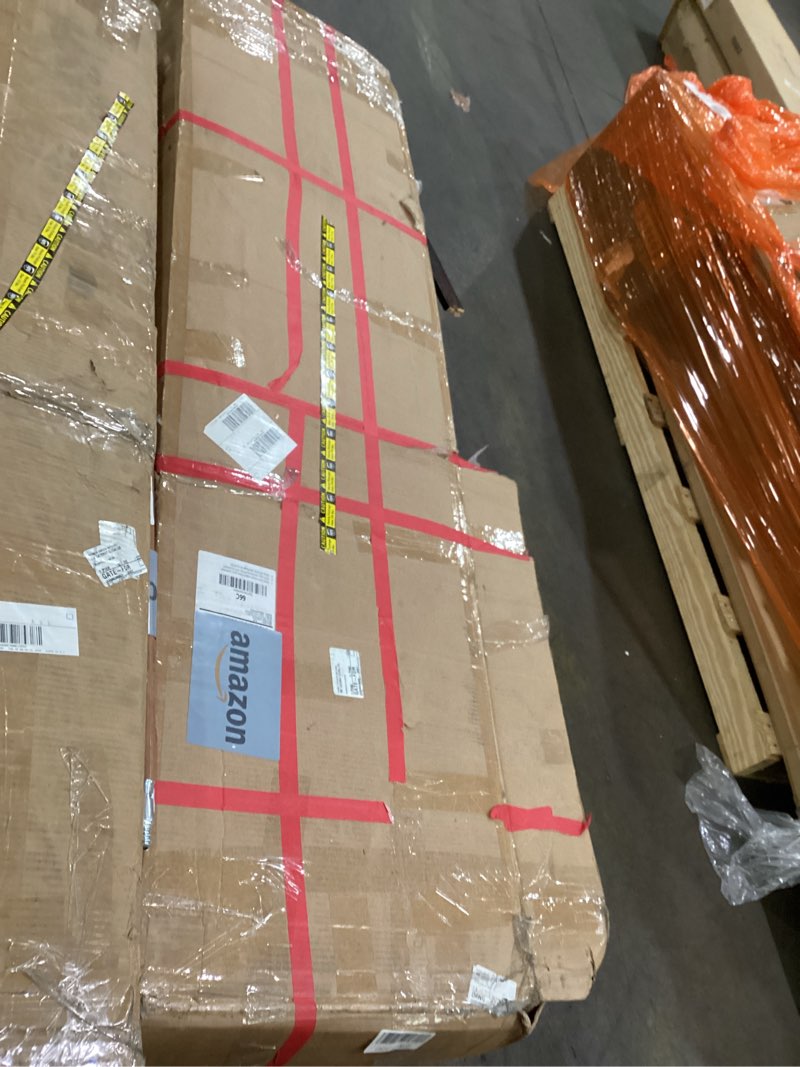 Condition photo showing As Is for YITAHOME TV Stand for 80/75/70 Inch TVs with LED Lights, Farmhouse Entertainment Center with Storage Cabinets, Open Shelves & Adjustable Shelf for Living Room, Black Farmhouse with LED Lights Black 70"