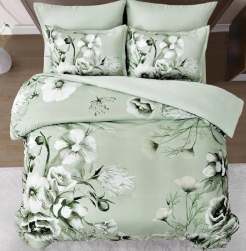 luxudecor floral comforter set queen size 7 piece, sage green flower bed in a bag, elegant floral comforter with sheet set, soft seersucker microfiber bedding set (sage green, 90"x90")
