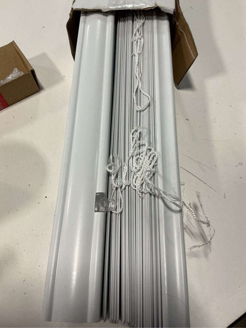 Condition photo showing Good Condition for project source premium 2-in slat width 34-in x 64-in cordless white vinyl room darkening horizontal blinds