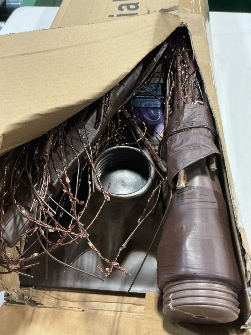 Condition photo showing As Is for 6FT Lighted Birch Tree with 1300 LED Lights, Twinkle Light Brown Christmas Tree with Timer IP44 Waterproof for Indoor Outdoor Festival Wedding Party Christmas Decorations Brown 6ft(multifunction)