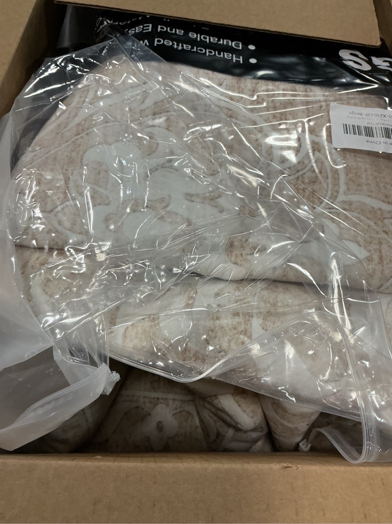 Condition photo showing Good Condition for 8x10 Area Rugs for Living Room, Stain Resistant Washable Rugs for Dining Room, Kitchen, Floral Vintage Non-Slip Thin Large Beige Rug Beige 8' x 10' (Rectangular)