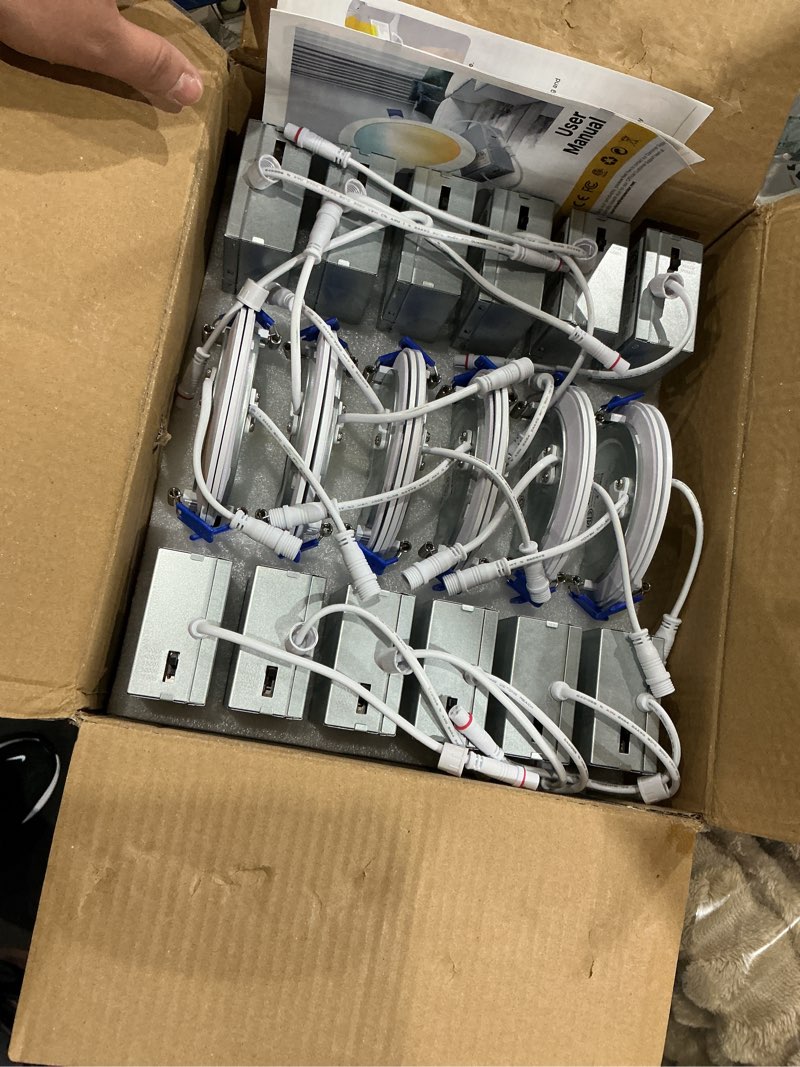 Condition photo showing Good Condition for ensenior 12 pack 4 inch led recessed ceiling light, dimmable, 6000k clear white, 750lm 9w 120v, high brightness canless wafer downlight - etl&fcc&ic 4 inch 6000k - clear white
