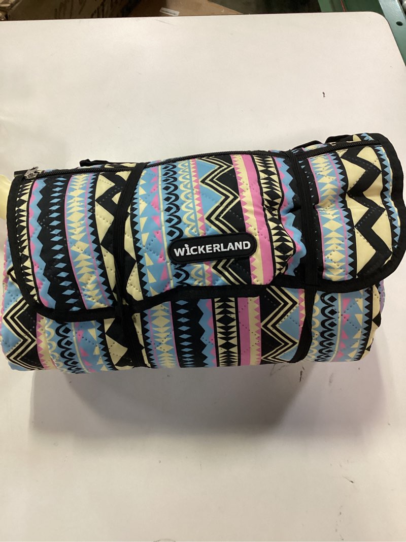 Condition photo showing Good Condition for Picnic Blankets Extra Large Outdoor - Beach Blanket Waterproof Sandproof with Shoulder Strap, Machine Washable, Picnic Mat with Stakes for Grass Concert, Park.BohoGeometry (similar product)