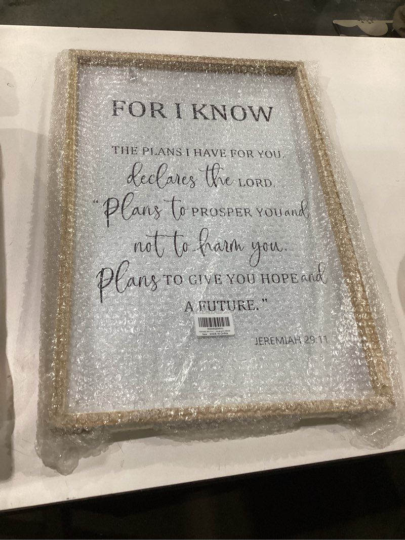 Condition photo showing New/Like New for For I Know the Plans I Have for You Rustic Bible Verse Framed Wall Art, Vintage Positive Religious Christian Sign for God Jesus Christ Prayer, Horizontal Catholic Scripture Wall Decor