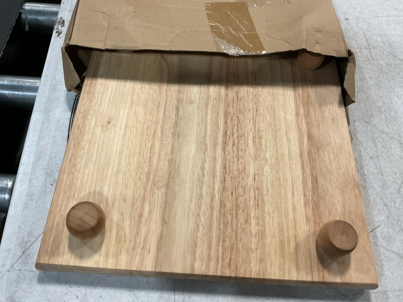 Condition photo showing Good Condition for wood butcher block cutting board with feet for kitchen, 11.8 inch square chopping block cutting board with legs for meat cheese vegetables kitchen charcuterie, 2.6 inches thick