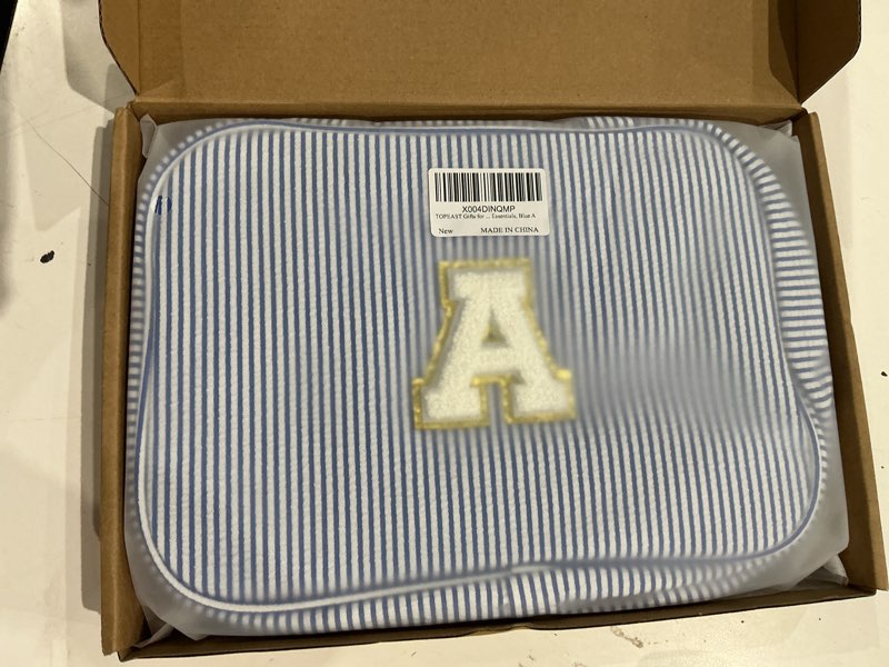 Condition photo showing Good Condition for topeast birthday gifts for women teen girls - travel hanging toiletry bag initial makeup bag for women teen girls, birthday gifts for daughter sister friends mom her - letter a, blue