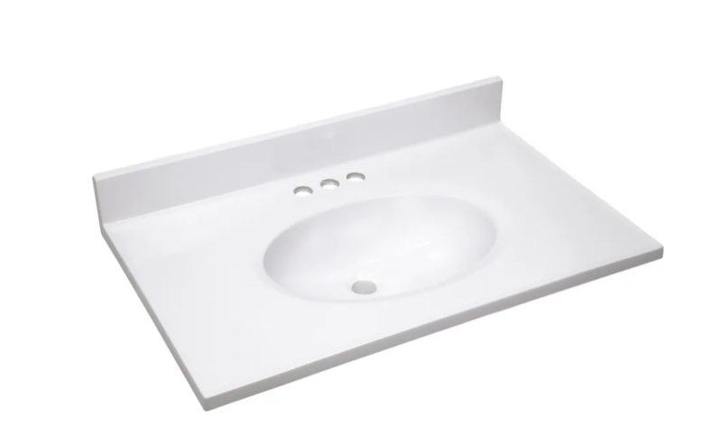 31" Cultured Marble Vanity Top with Integrated Sink and Backsplash