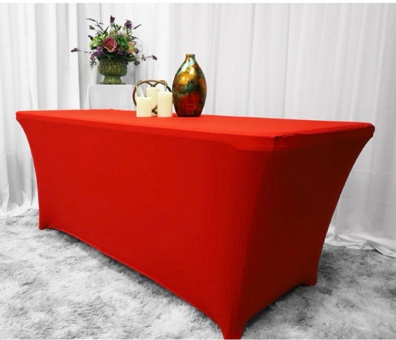 6 Ft Rectangular Spandex (220 GSM) Table Cover - Red (2 pcs) 