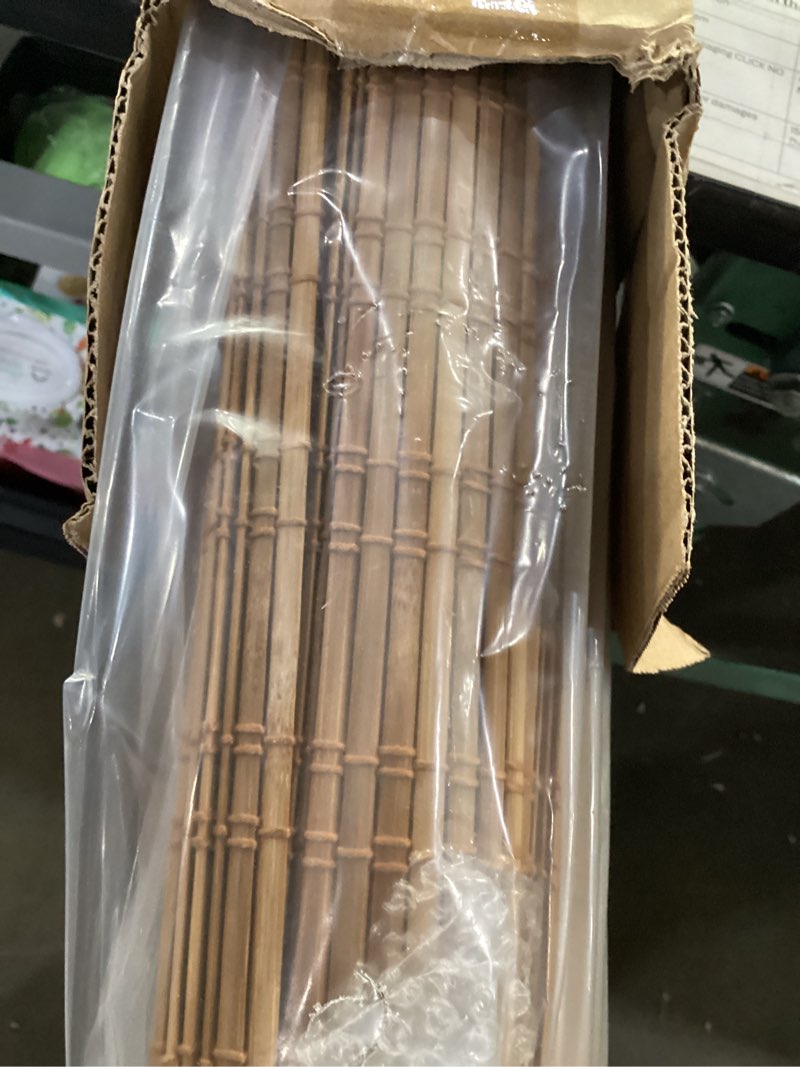 Condition photo showing Good Condition for lazblinds cordless bamboo roman shades, light filtering window treatment, roll up bamboo blinds for windows, 34'' w x 60'' h light filtering - ceylon light russet 34'' w x 60'' h