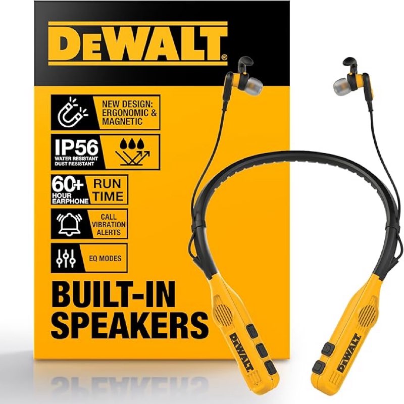 dewalt heavy duty 2-in-1 neckband bluetooth headphones