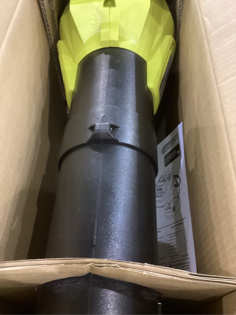 Condition photo showing Good Condition for RYOBI ONE+ 18V 100 MPH 325 CFM Cordless Battery Variable Speed Jet Fan Leaf Blower with 4.0 Ah Battery and Charger, GREEN