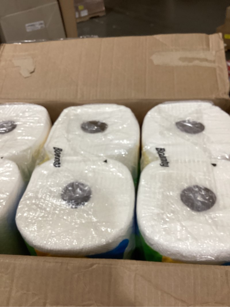 Condition photo showing New/Like New for bounty quick-size paper towels, white, 12 family triple = 40 regular rolls