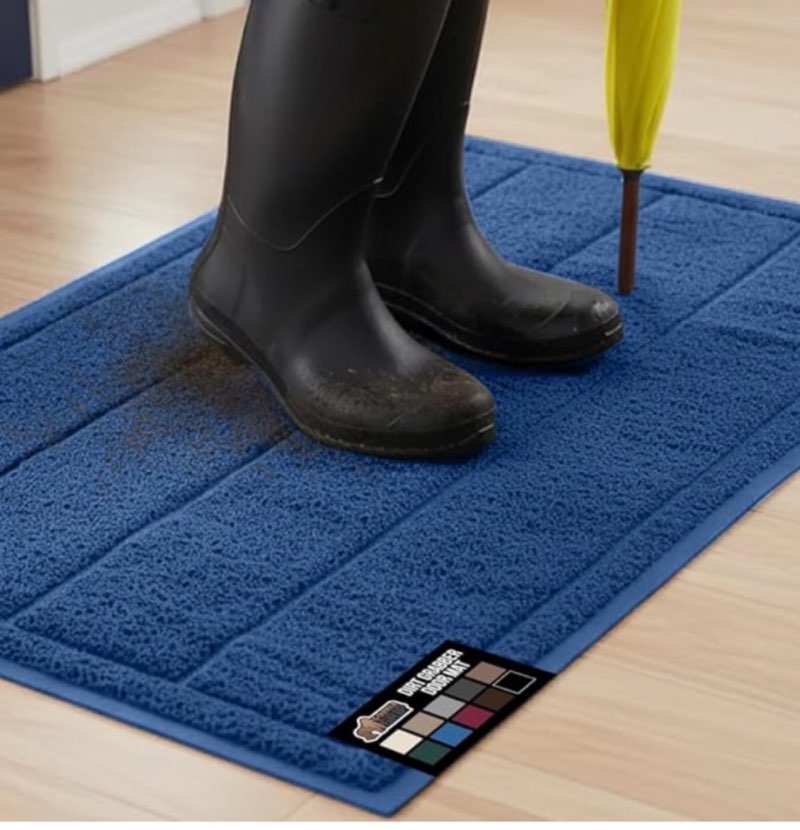 gorilla grip dirt grabber indoor outdoor door mat, 47x35, durable mesh weave dirt trapper doormat fo