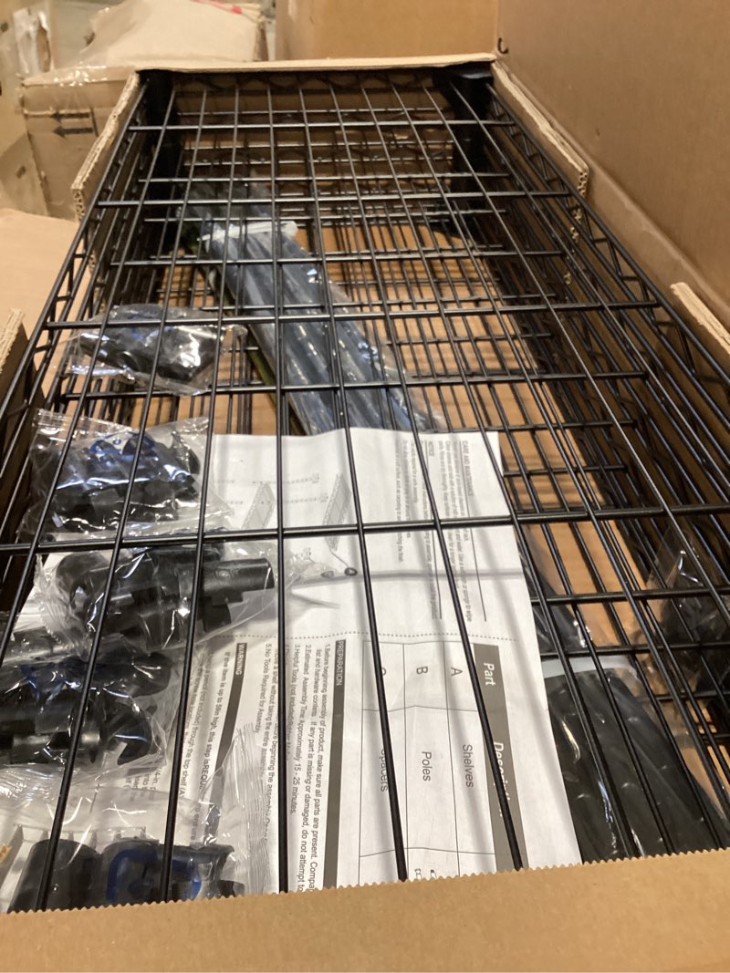 Condition photo showing Good Condition for IZEUK 5 Tier Black Metal Storage Shelves, Heavy Duty Wire Shelving Rack for Garage, Kitchen, Bathroom, Laundry, Closet Organizer, 1250 lbs Capacity, 11.8" D x 29.5" W x 59.5" H 5 Tier, 11.8" D x 29.5" W x 59.5" H Black