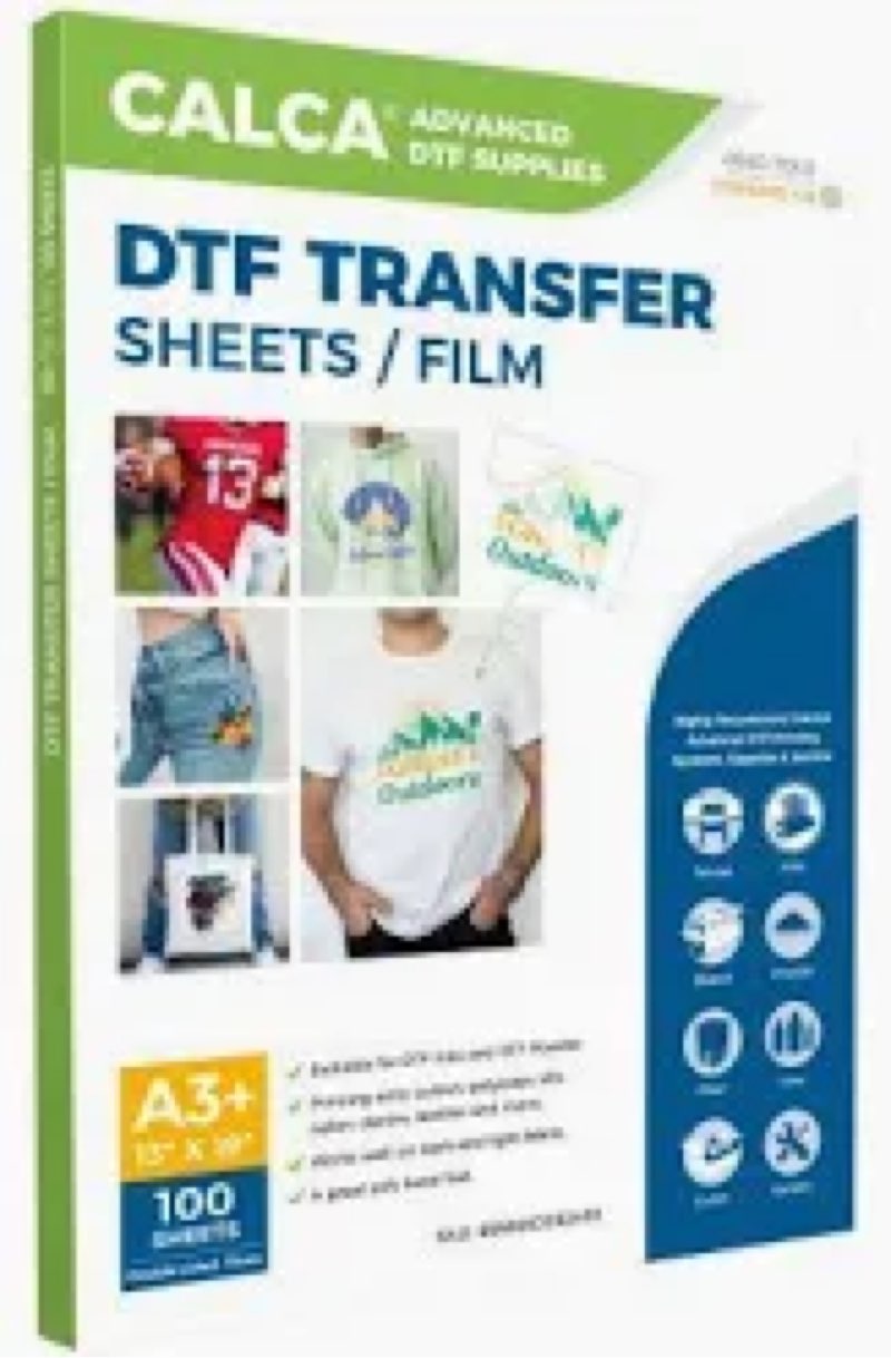 CALCA 13" x 19" DTF Transfer Film DTF Film PreTreat Sheets PET Heat Transfer Paper for DYI Direct Pr