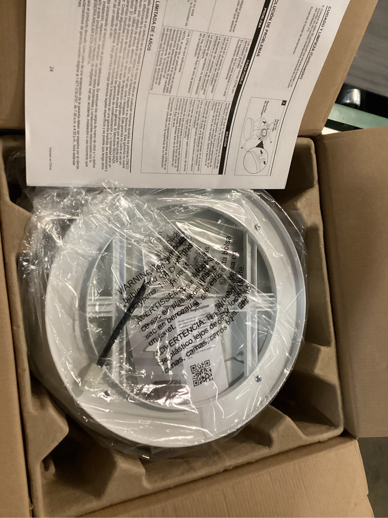 Condition photo showing New/Like New for round decorative white 80 cfm ceiling and wall mounted bathroom ventilation exhaust fan with dimmable led light 7141-80-g3 0