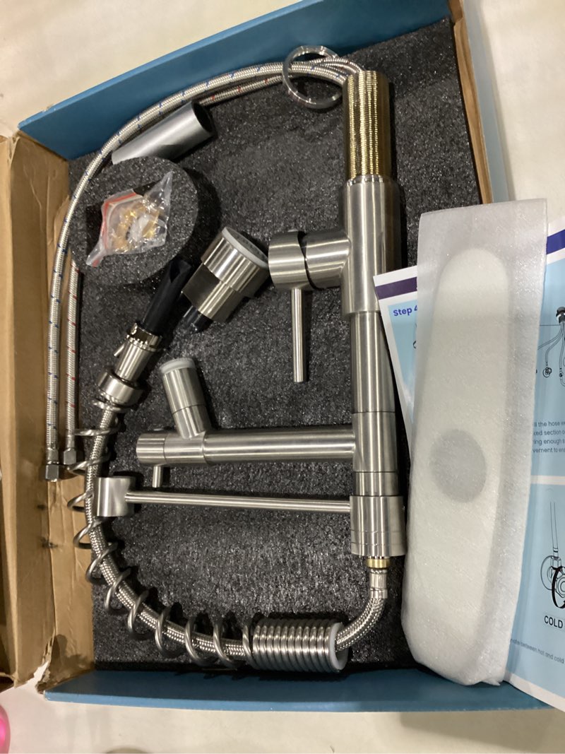 Condition photo showing Good Condition for feelso kitchen faucets, upgraded filter water kitchen faucet with pull down sprayer, brushed nickel stainless steel high arc 1 or 3 hole kitchen sink faucet for remove lead, chlorine, bad taste & odor