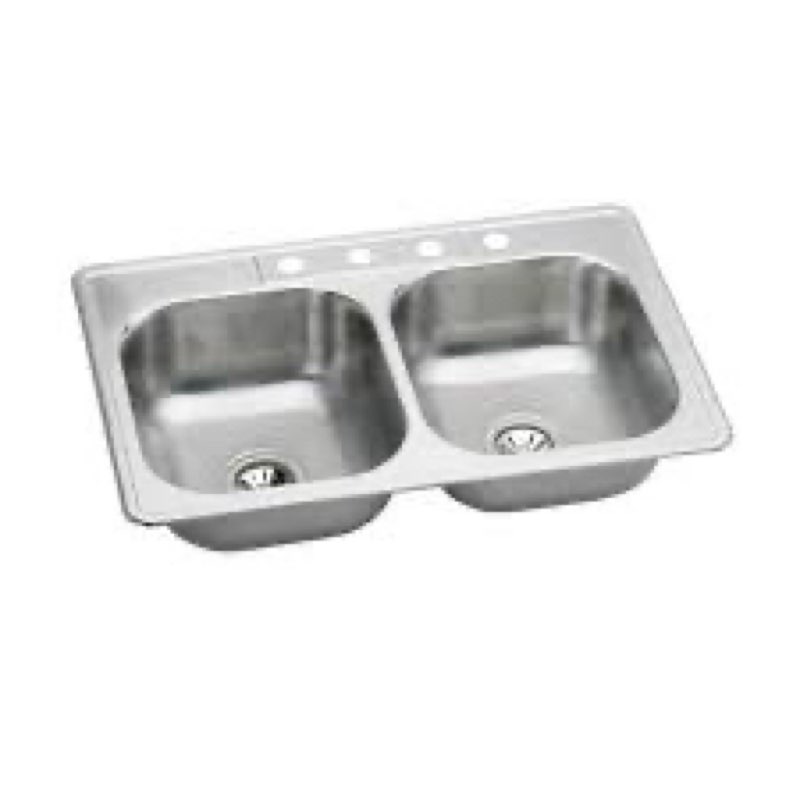 Drop-in Stainless Steel 33 In. 4-hole Double Bowl Kitchen Sink