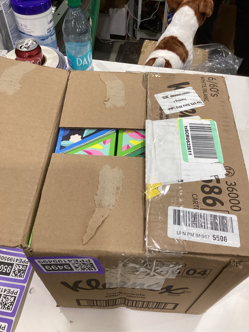 Condition photo showing New/Like New for kleenex disposable paper hand towels, 6 boxes, 60 tissues per box (360 total tissues), packaging may vary 60 towels (pack of 6) white