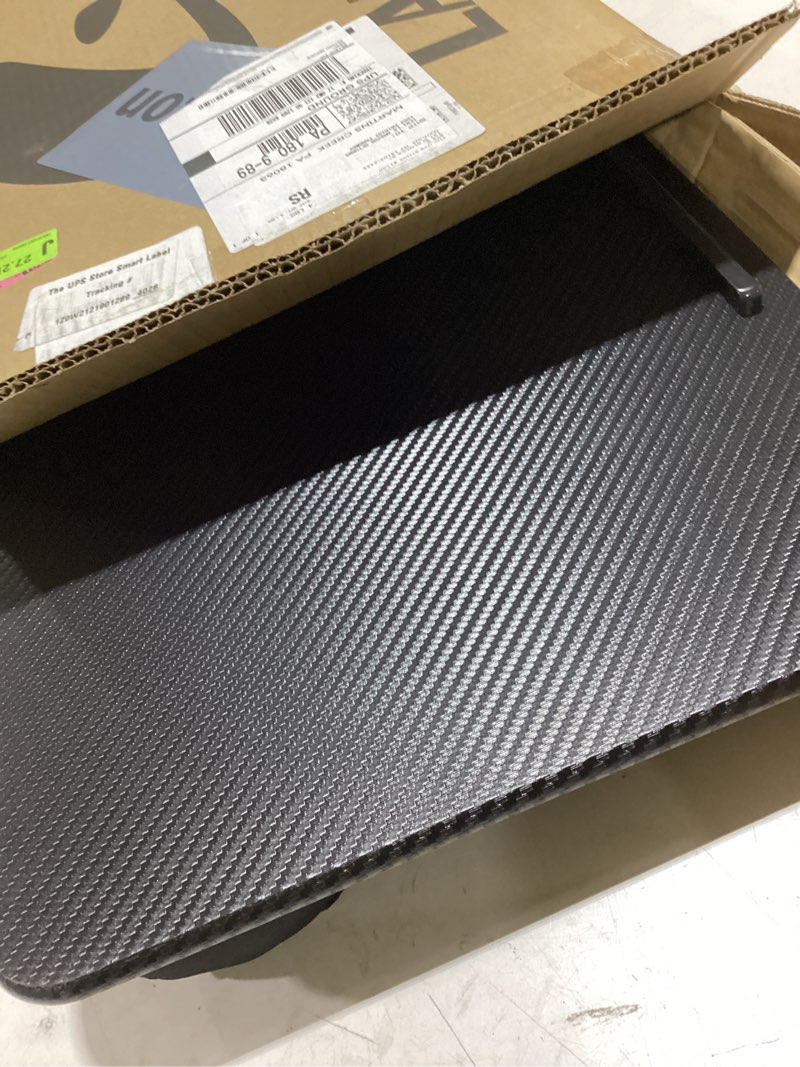 Condition photo showing As Is for lapgear home office lap desk with device ledge, mouse pad, and phone holder - black carbon - fits up to 15.6 inch laptops - style no. 91588 home office w/device ledge black carbon