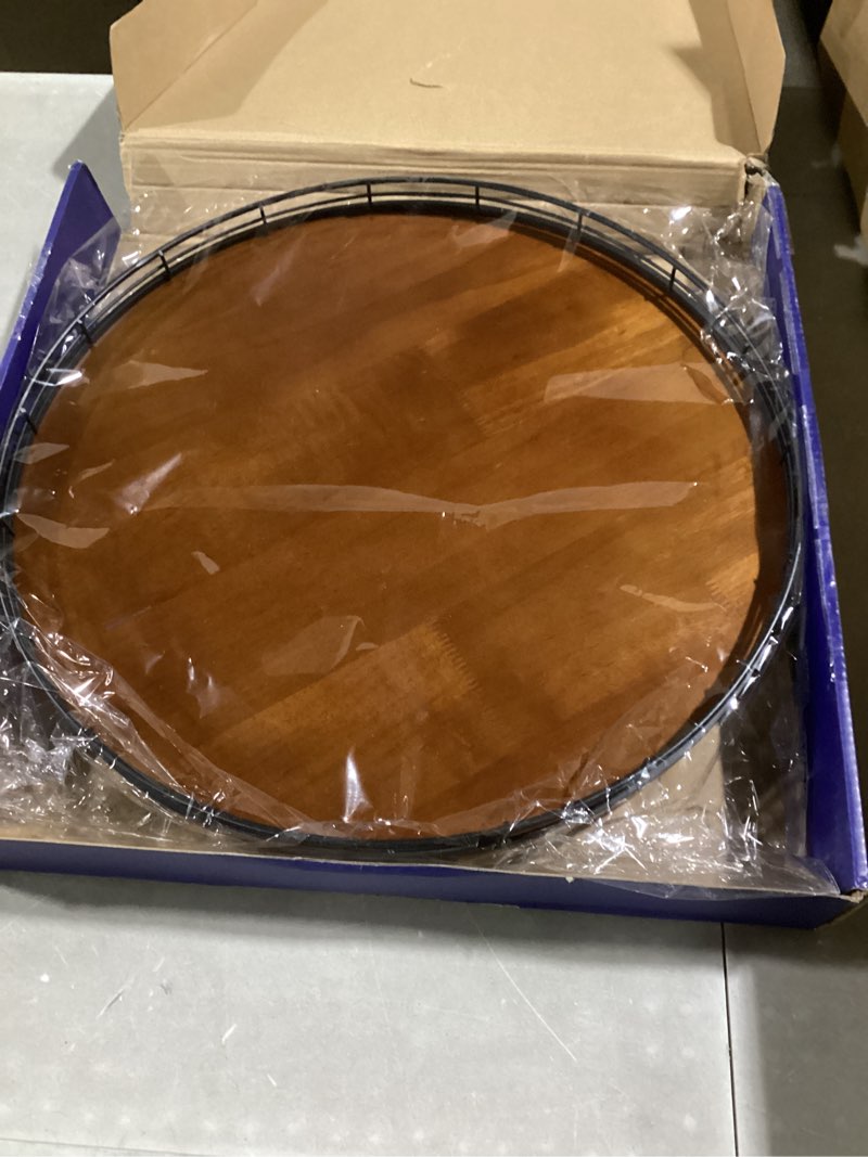 Condition photo showing Good Condition for Farmhouse Oak 16" Lazy Susan Turntable Organizer for Cabinet, Round Wooden Lazy Susan Organization and Storage for Dining Table, Pantry, Kitchen, Countertop, Cupboard,Home Decor, Walnut Wood (16") Walnut 16 inches